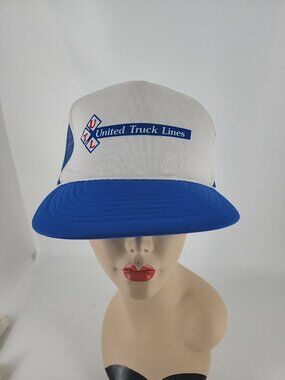 United Truck Lines Vintage snapback Truckers Hat blue white mesh back clean
